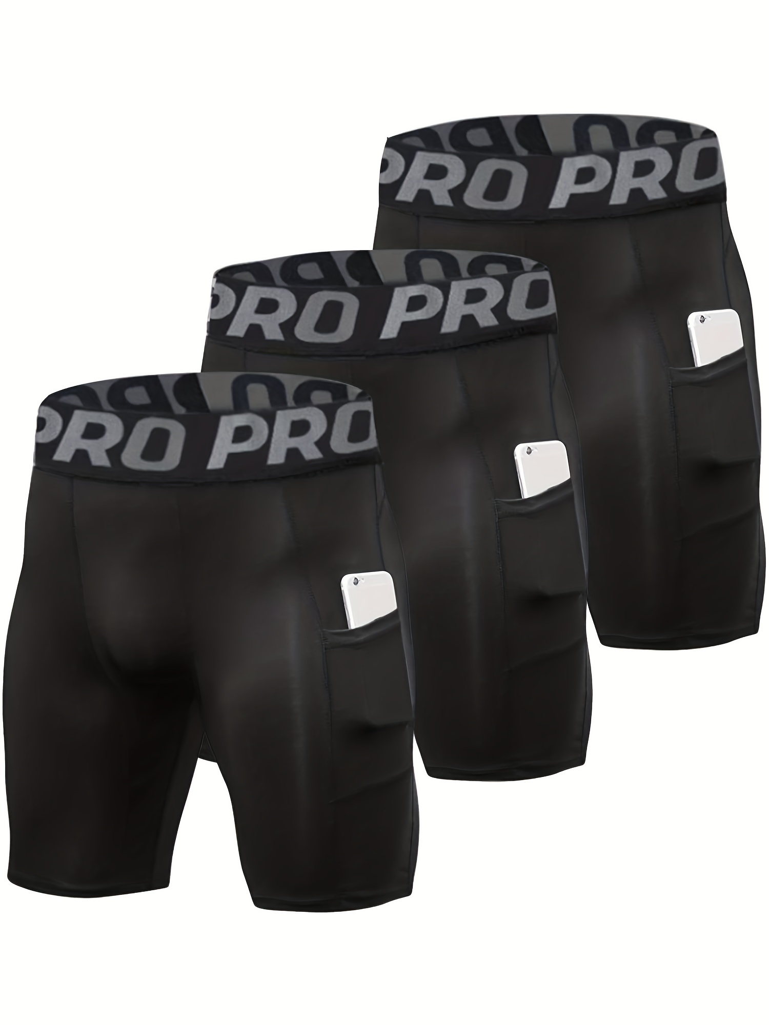 Compression Shorts Athletes - 3er-Pack Kompressionsshorts für Herren mit Tasche,