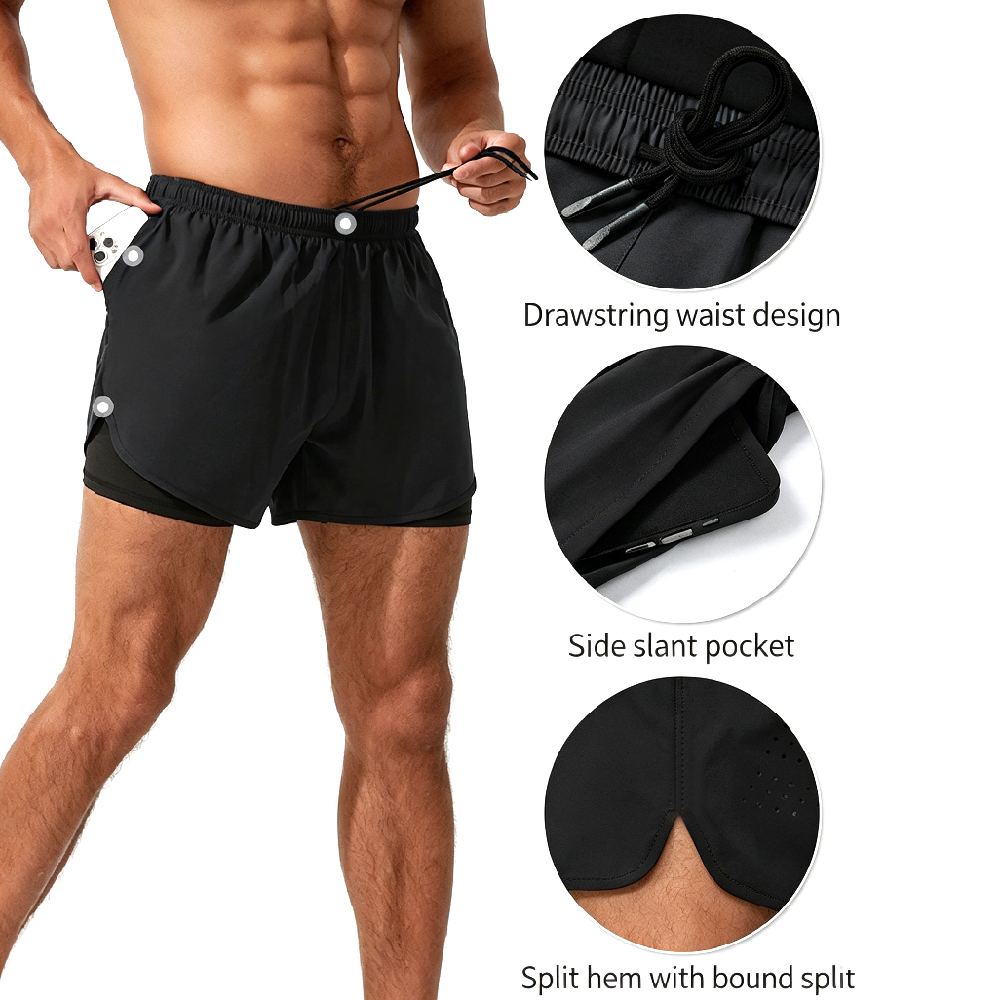 Compression Shorts Athletes - 1 Stück Herren 2-in-1 Laufshorts Schnelltrocknende
